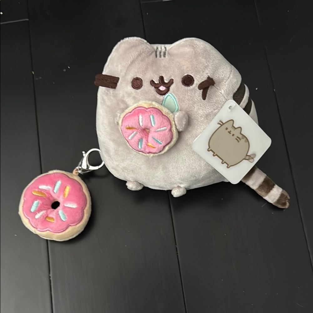 Pusheen 6” Gray and Pink Donut Plush with Keychain!